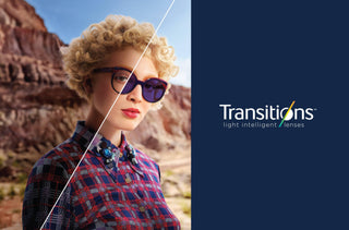 Une femme portant des lunettes avec des lentilles Transitions