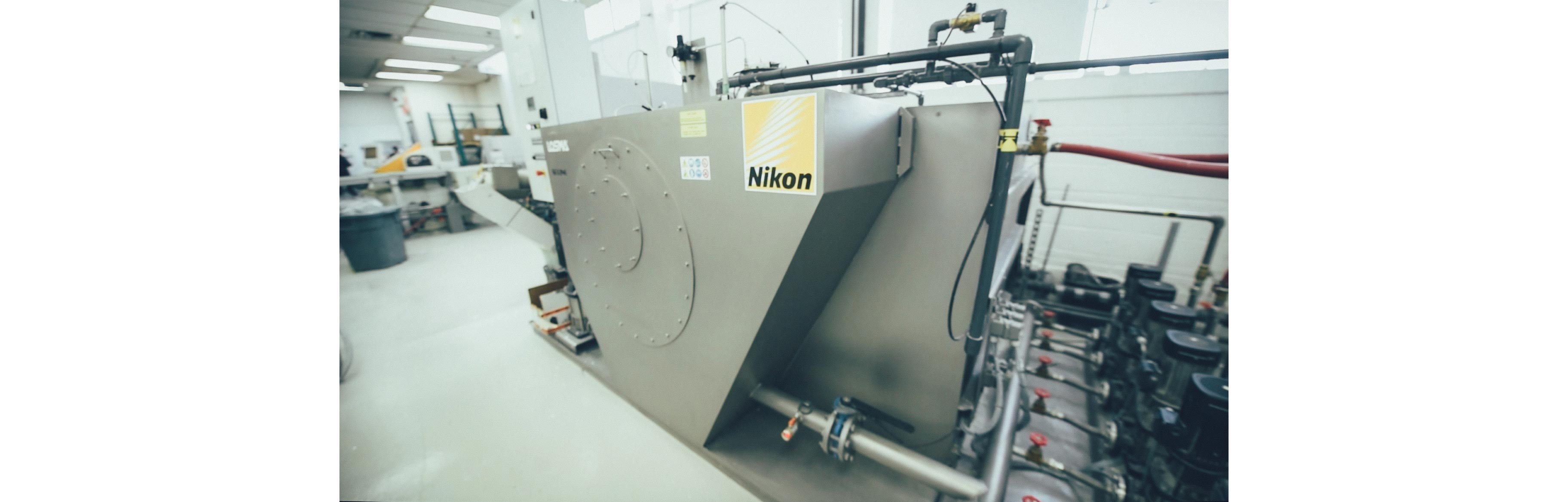 A machine is filtering the water used by the Montreal Nikon plant