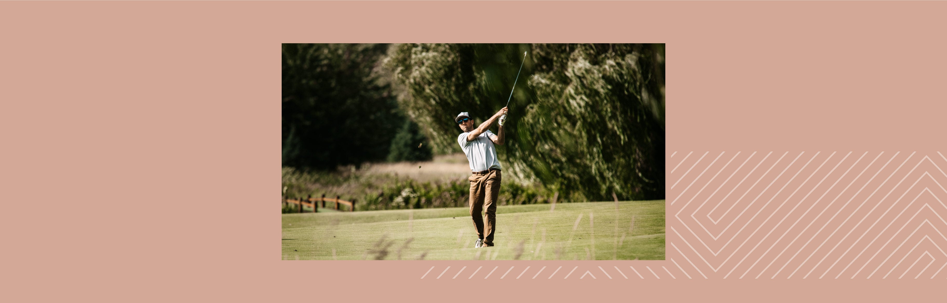 A man is playing Golf and wearing Maui Jim sunglasses