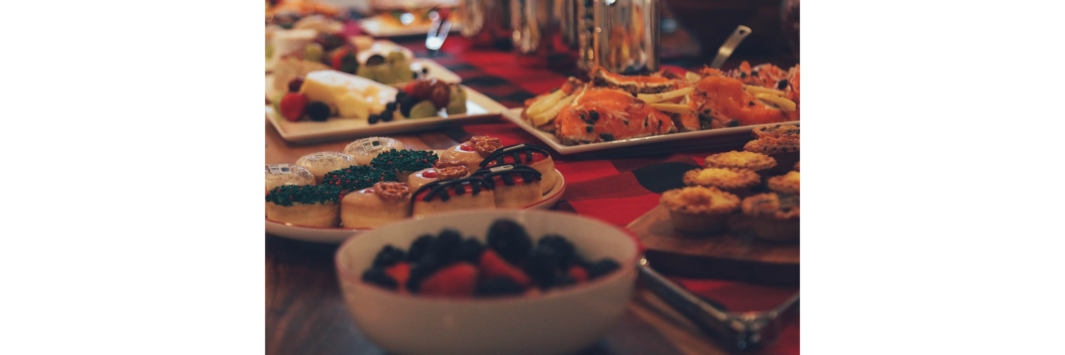 A table filled with delicious Holiday food during the IRIS Ambassadors Brunch 2018