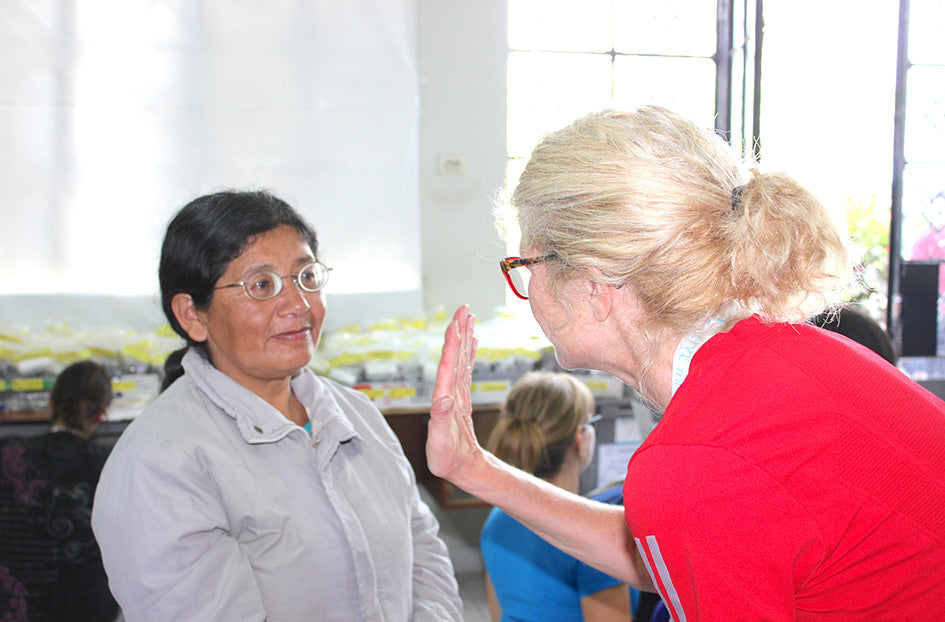 A very short-sighted woman who is examined by the IRIS Mundial team during the last mission to Peru