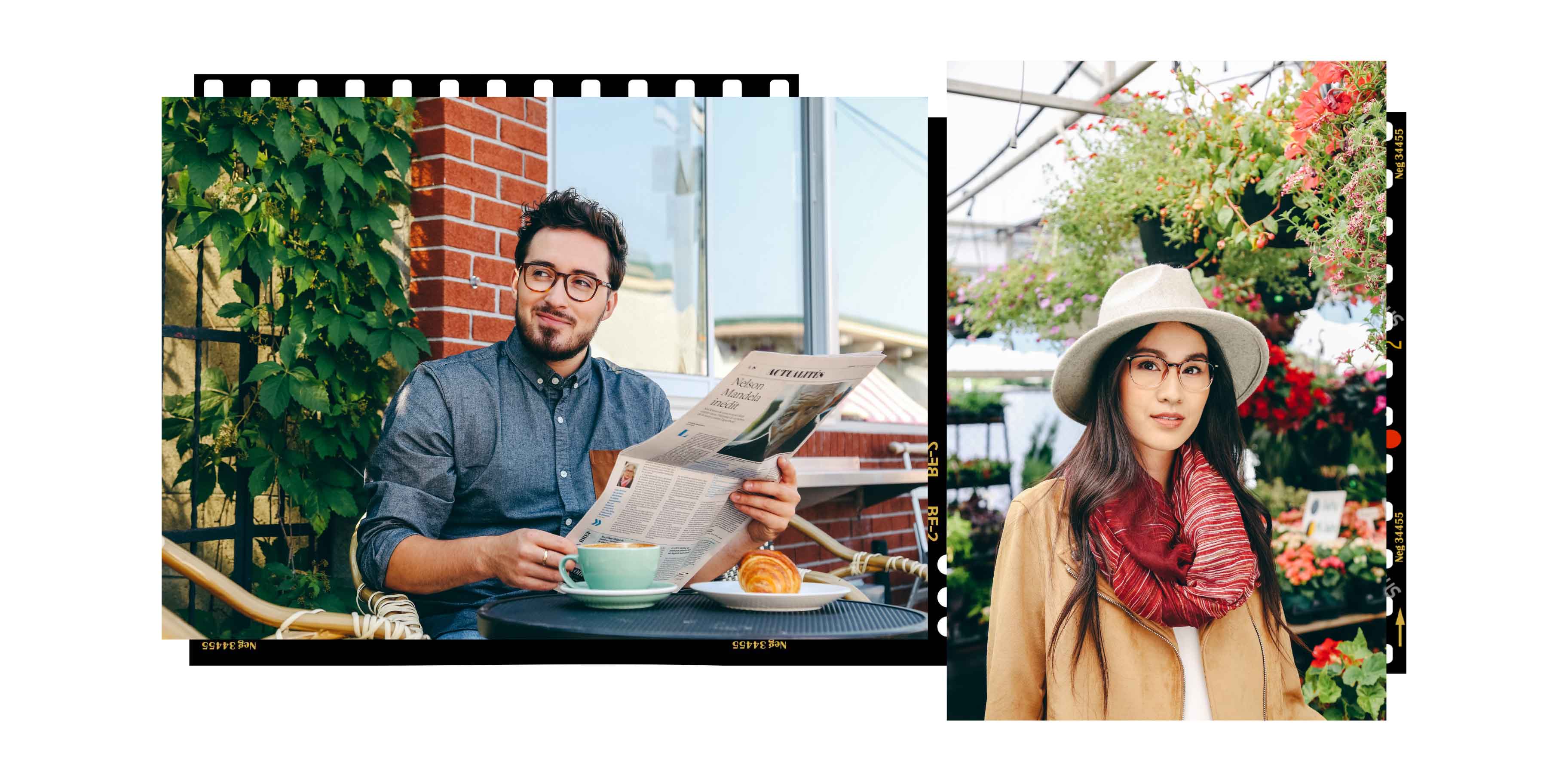 Bryan Audet wearing Dior Black Tie glasses and an asian woman wearing Esprit ET17569 glasses