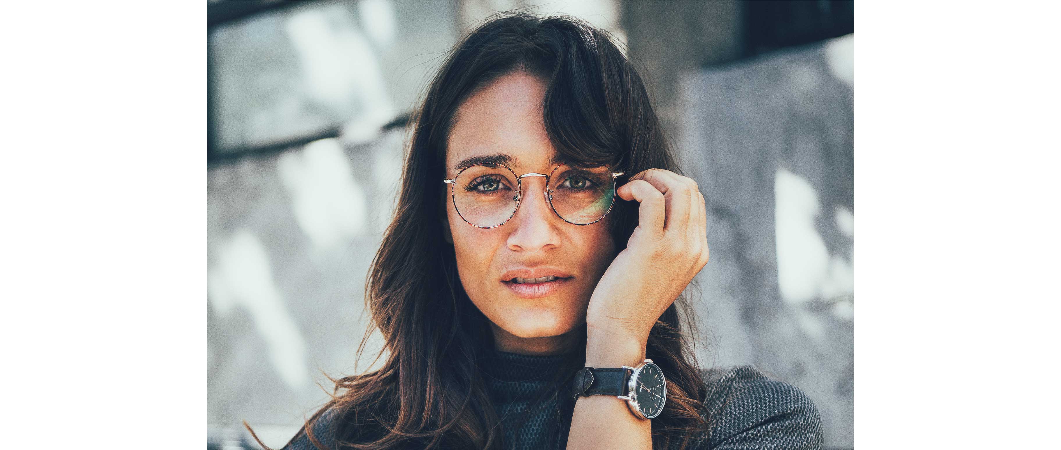 Camille Dg is wearing prescription Ray-Ban glasses