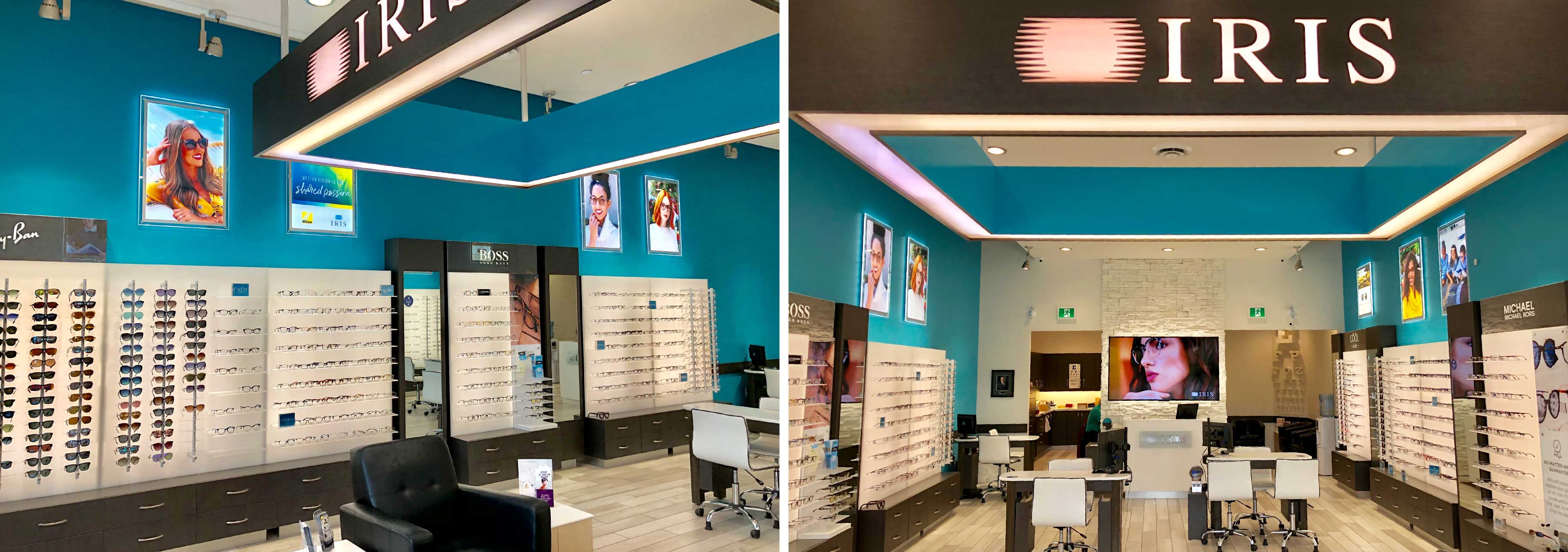 Les murs de monture de la boutique IRIS Kelowna