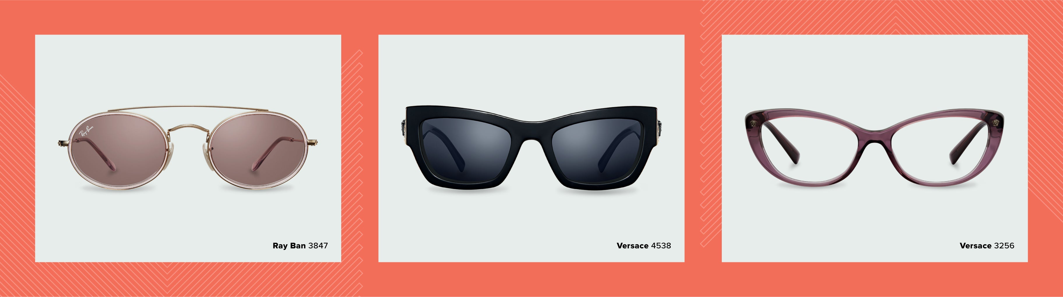 Montures: Ray Ban 3847, Versace 4538 et Versace 3256